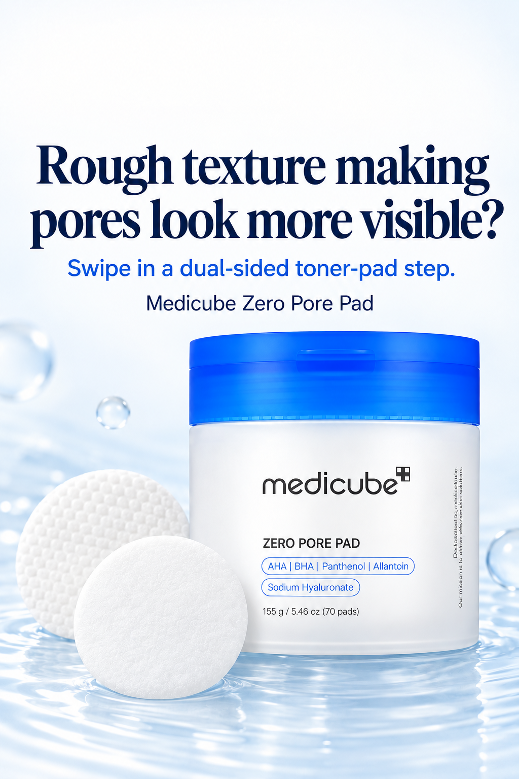 Medicube Zero Pore Pad 2.0 displayed with dual-textured toner pads